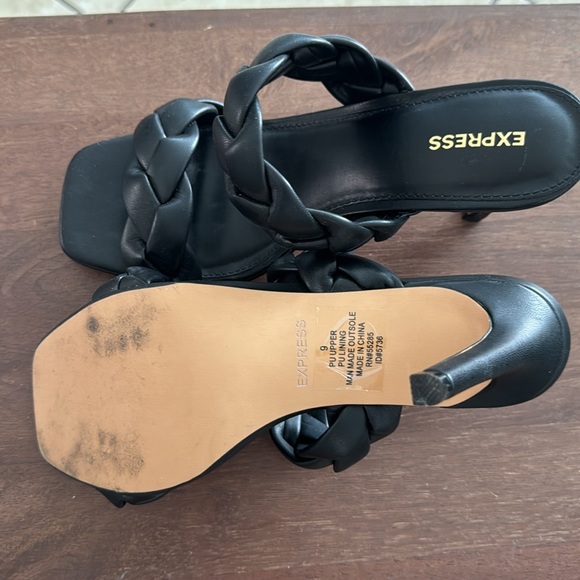 Express Black Braided Heels - Picture 3 of 4